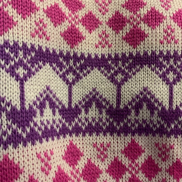 80's Vtg Meister Pink & Purple Wool Blend Nordic Long Sleeve Pullover Ski - Picture 6 of 7